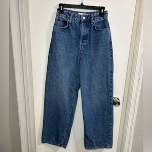 Topshop Blue High Waisted Straight Leg Jeans